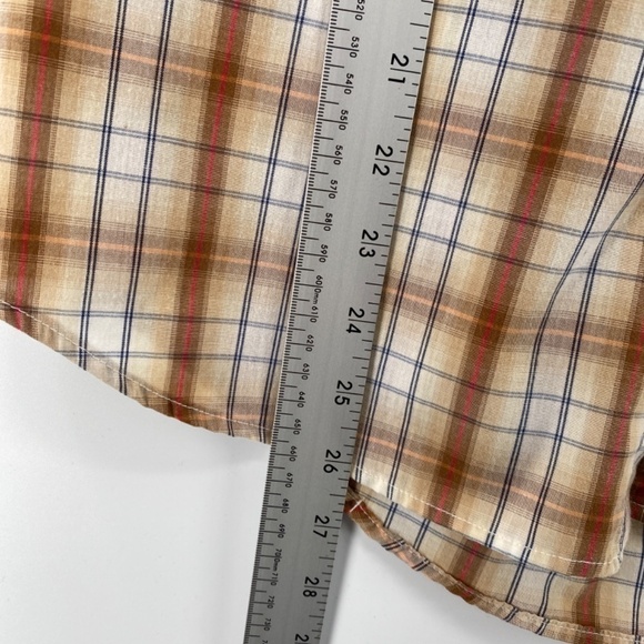 🎁5/$25 BoardSport Shirt Men's Small Button Up Short Sleeve Brown Blue Plaid - Picture 12 of 12